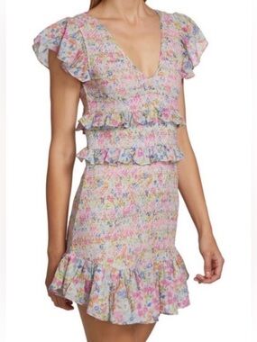 LoveShackFancy Sonora Floral Smocked Ruffle Dress